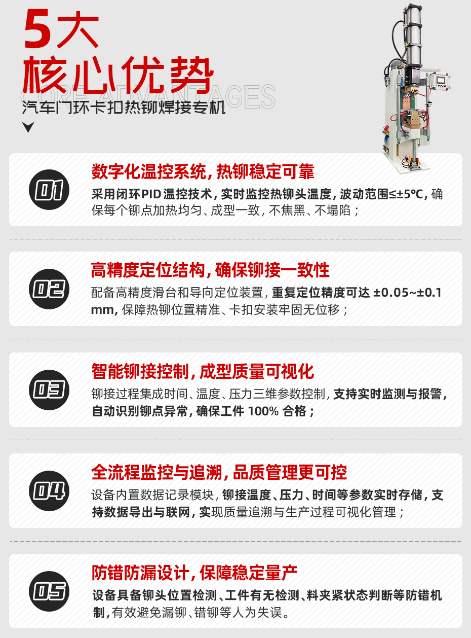 汽車門(mén)環(huán)卡扣熱鉚焊接專機(jī)詳情核心優(yōu)勢(shì)